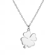 Strieborný náhrdelník lesklý štvorlístok 62030