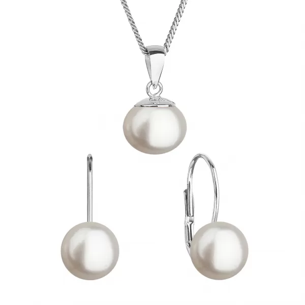Perlová súprava s bielou riečnou perlou 29081.1