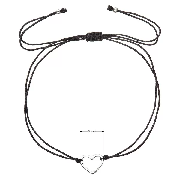 Kabbalah náramok so strieborným srdiečkom 13042.3 black