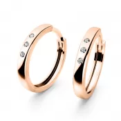 Dámske náušnice ružové zlato 585/1000 prírodný diamant 0,026 ct G/SI kruhy 10970-CV-DIA