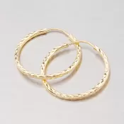 Zlaté kruhy 25 mm s lesklými tvárami 113-1429