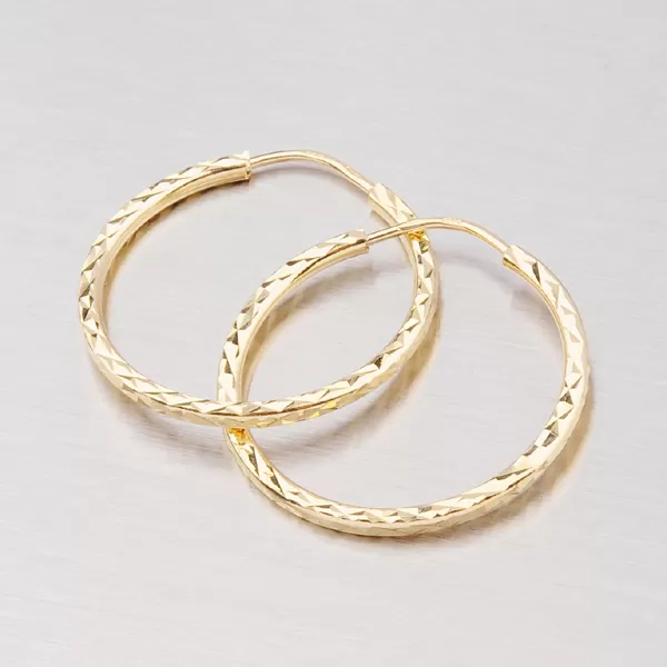 Zlaté kruhy 25 mm s lesklými tvárami 113-1429