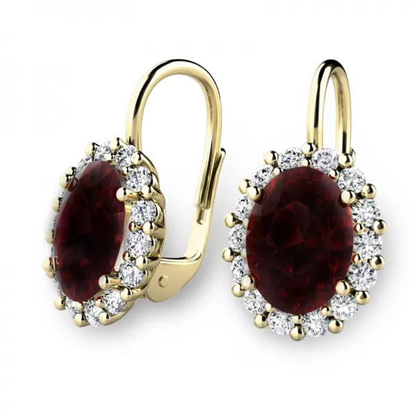 Luxusné náušnice s granátmi a diamantmi 140029-ZL-DIA-GRA