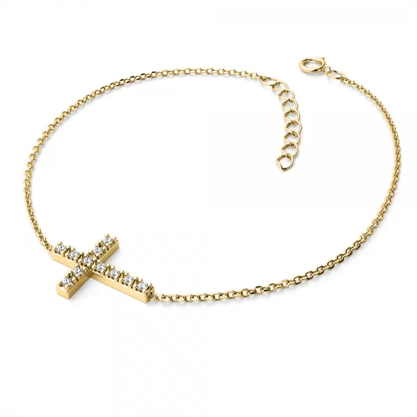 Zlatý náramok kríž s diamantmi 140018-NR01-ZL-DIA