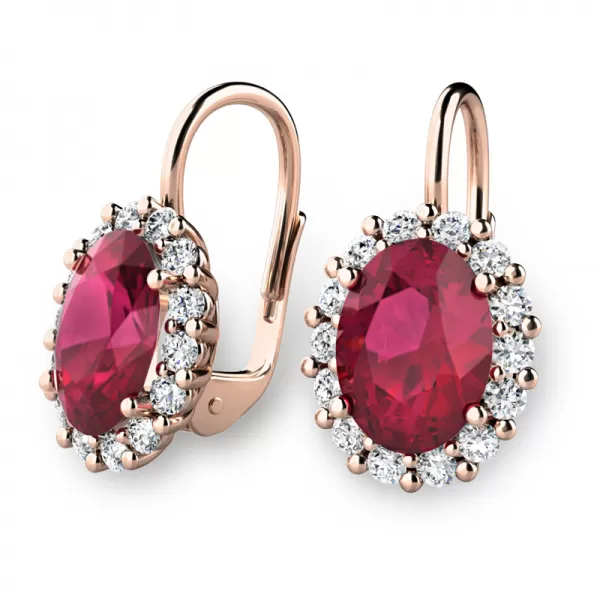 Luxusné náušnice s rubínmi a diamantmi 140029-CV-DIA-RUB
