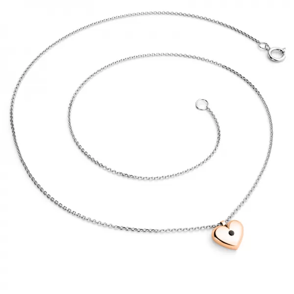 Náhrdelník srdca s diamantom 140019-NH02-BCV-Black