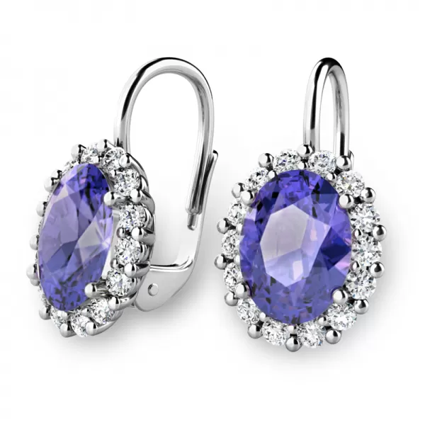 Luxusné náušnice s tanzanitmi a diamantmi 140029-B-DIA-TAN