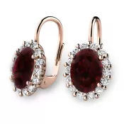 Luxusné náušnice s granátmi a diamantmi 140029-CV-DIA-GRA