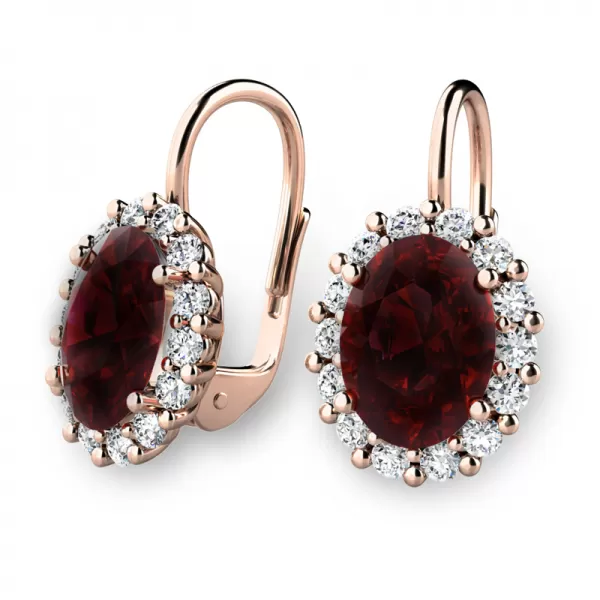 Luxusné náušnice s granátmi a diamantmi 140029-CV-DIA-GRA