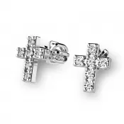 Zlaté náušnice - krížiky s briliantmi 140026-B-DIA