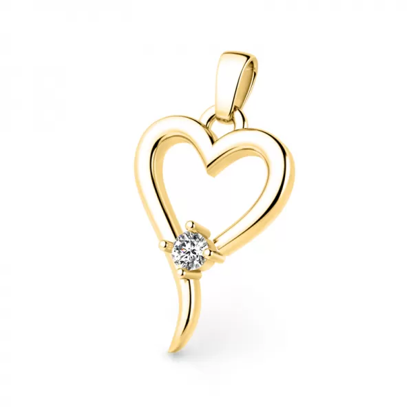 Srdce žltého zlata s diamantom 140004-Zl-dia