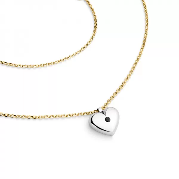 Náhrdelník srdca s diamantom 140019-NH02-ZLB-Black