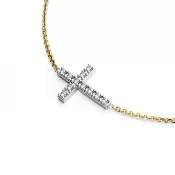 Náhrdelník s krížom a diamantmi 140018-NH01-ZLB-DIA