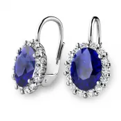Luxusné náušnice so zafírmi a diamantmi 140029-B-DIA-SAF