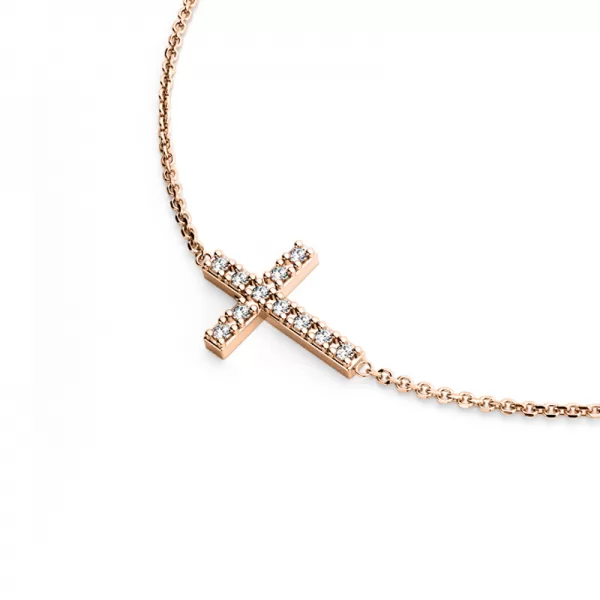 Náhrdelník s krížom a diamantmi 140018-NH01-CV-DIA