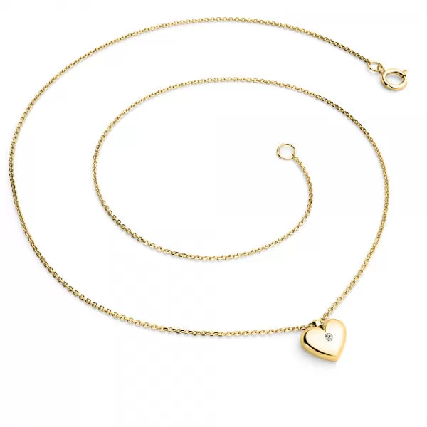 Náhrdelník srdca s diamantom 140019-NH02-ZL-DIA