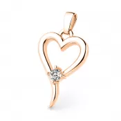 Srdce ružového zlata s diamantom 140004-cv-dia
