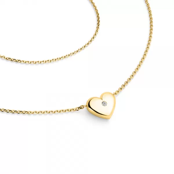 Náhrdelník srdca s diamantom 140019-NH01-ZL-DIA