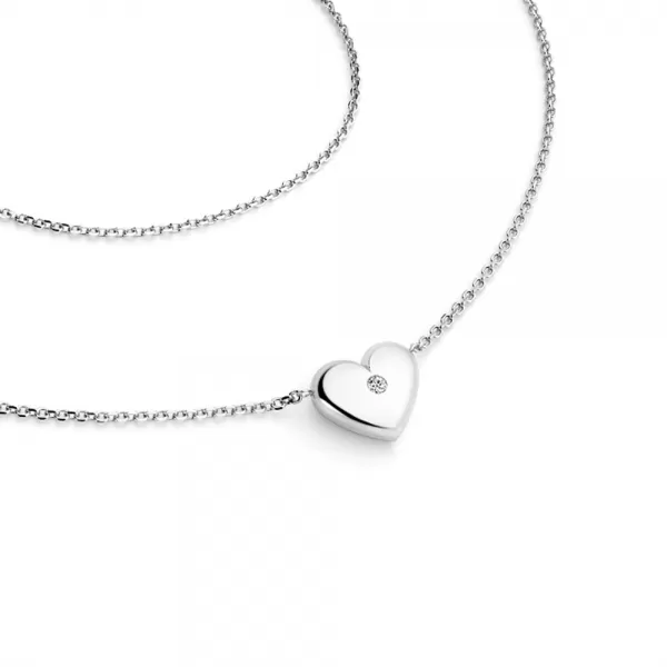 Náhrdelník srdca s diamantom 140019-NH01-B-DIA