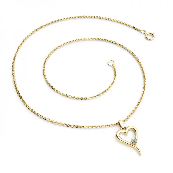 Srdce žltého zlata s diamantom 140004-Zl-dia