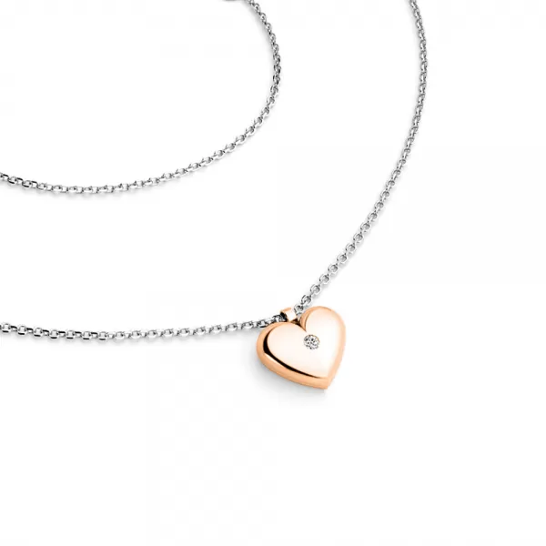 Náhrdelník srdca s diamantom 140019-NH02-BCV-DIA