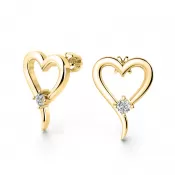 Srdiečko so zlatými náušnicami s brilliabmi 140003-Zl-dia