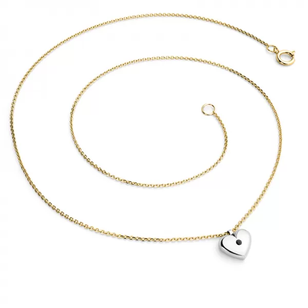 Náhrdelník srdca s diamantom 140019-NH02-ZLB-Black