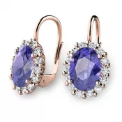 Luxusné náušnice s tanzanitmi a diamantmi 140029-CV-DIA-TAN