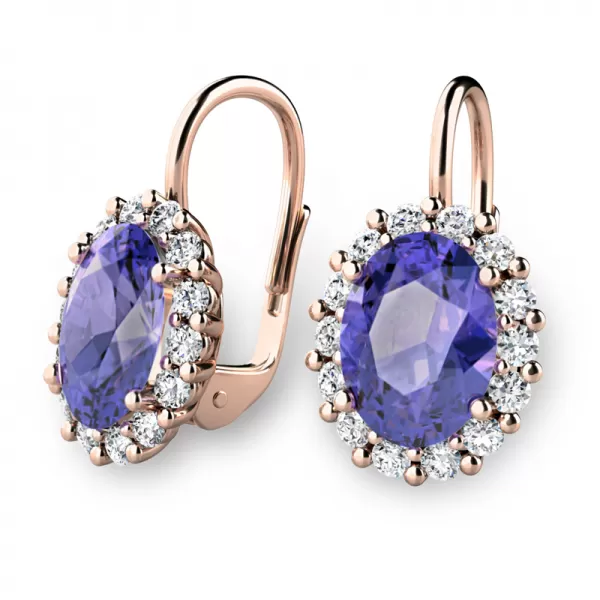 Luxusné náušnice s tanzanitmi a diamantmi 140029-CV-DIA-TAN