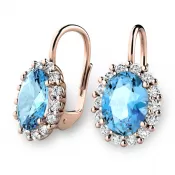 Luxusné náušnice s topazmi a diamantmi 140029-CV-DIA-TPZ