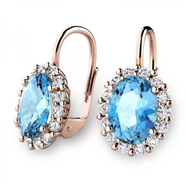 Luxusné náušnice s topazmi a diamantmi 140029-CV-DIA-TPZ