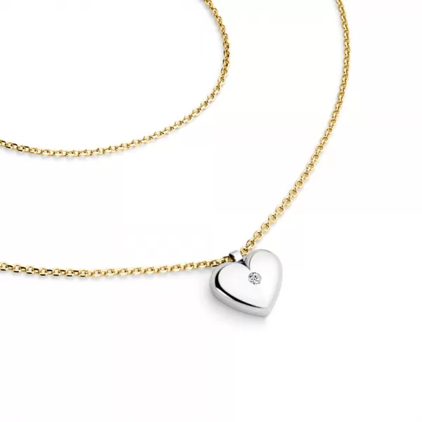 Náhrdelník srdca s diamantom 140019-NH02-ZLB-DIA