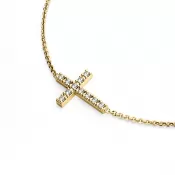 Zlatý náhrdelník s krížom a diamantmi 140018-NH01-ZL-DIA
