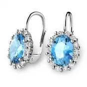 Luxusné náušnice s topazmi a diamantmi 140029-B-DIA-TPZ