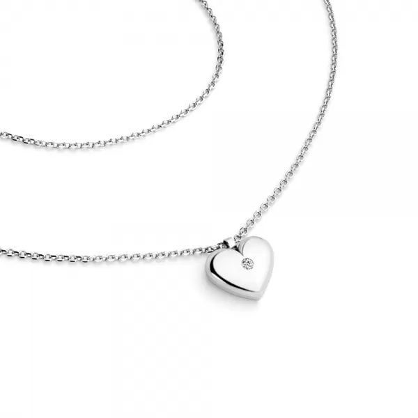 Náhrdelník srdca s diamantom 140019-NH02-B-DIA