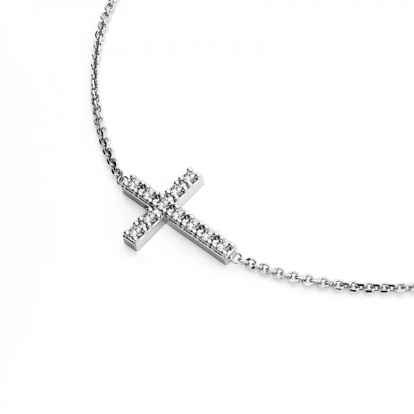 Náhrdelník s krížom a diamantmi 140018-NH01-B-DIA