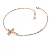 Zlatý náramok kríž s diamantmi 140018-NR01-CV-DIA