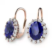 Luxusné náušnice so zafírmi a diamantmi 140029-CV-DIA-SAF