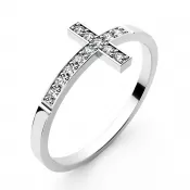 Dámsky prsteň biele zlato 585/1000 prírodný diamant G/SI krížik 140032-B-DIA