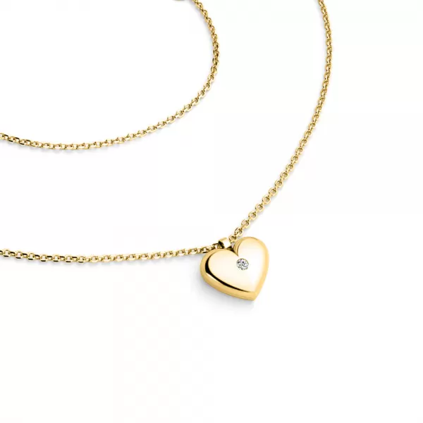Náhrdelník srdca s diamantom 140019-NH02-ZL-DIA