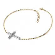 Zlatý náramok kríž s diamantmi 140018-NR01-ZLB-DIA