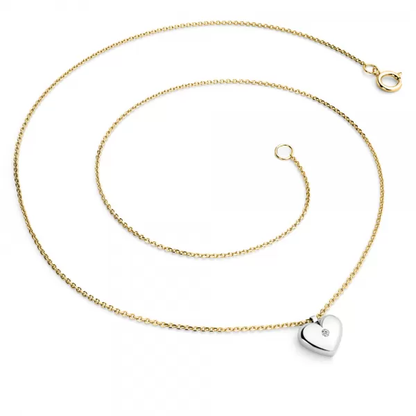 Náhrdelník srdca s diamantom 140019-NH02-ZLB-DIA