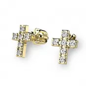 Zlaté náušnice - krížiky s briliantmi 140026-ZL-DIA