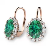 Luxusné náušnice so smaragdmi a diamantmi 140029-CV-DIA-SMAR