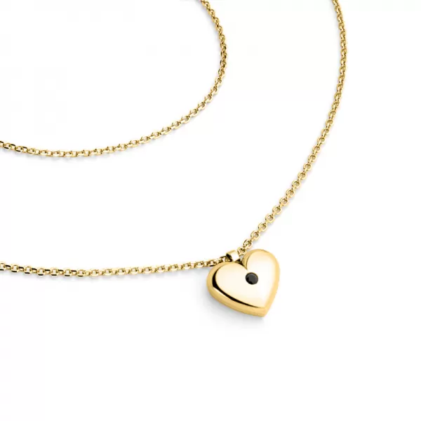 Náhrdelník srdca s diamantom 140019-NH02-ZL-Black