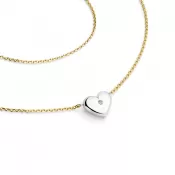 Náhrdelník srdca s diamantom 140019-NH01-ZLB-DIA