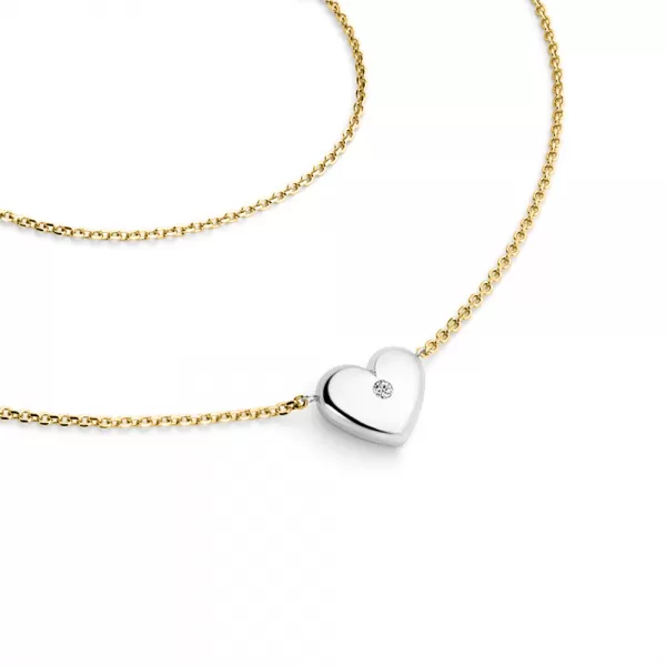 Náhrdelník srdca s diamantom 140019-NH01-ZLB-DIA