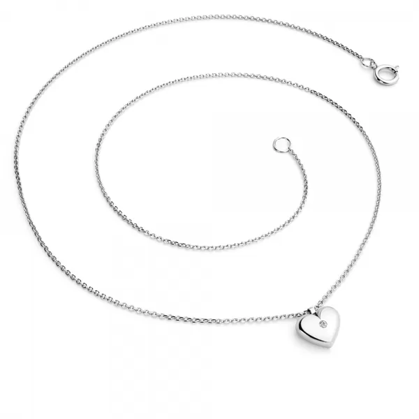 Náhrdelník srdca s diamantom 140019-NH02-B-DIA