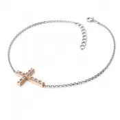 Zlatý náramok kríž s diamantmi 140018-NR01-BCV-DIA