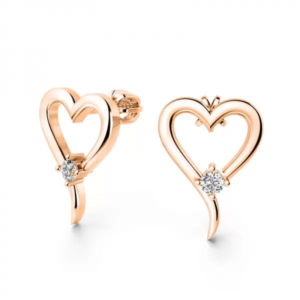 Srdiečko so zlatými náušnicami s brilliabmi 140003-cv-dia